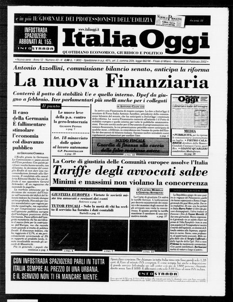 Italia oggi : quotidiano di economia finanza e politica